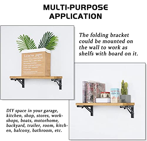 Folding Shelf Brackets - 20 Inch 2 Pcs Heavy Duty Metal Collapsible Shelf Bracket, DIY Wall Mounted Shelf Bracket, Space Saving for Bench Table - size: 20 Inch- 2 Packs