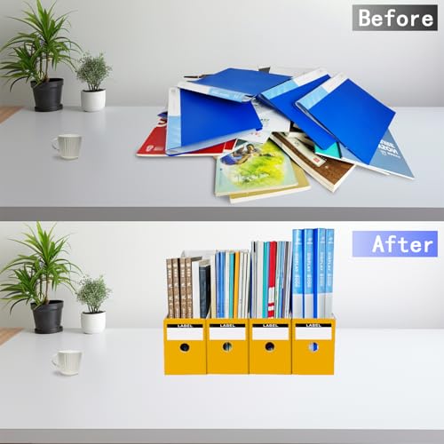 Limitliho 2 Pack Magazine File Folder Holder for Desk, Golden Yellow Book Bins for Classroom Library,Office,Home, 10.6" H x 10.2" L x 3.5" W in Cardboard Paper Organizer - color: Golden yellow