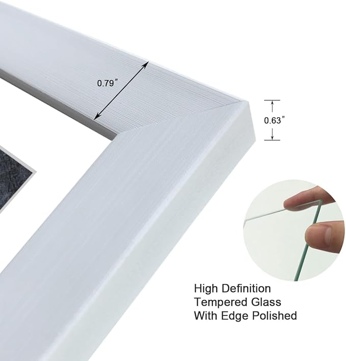 11x11 Picture Frame Set of 3 with Real Glass for Pictures 8x8 with Mat or 11x11 Without Mat, Wall Gallery or Tabletop display Photo Frames in White