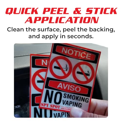 SpySpot 2 Pack No Smoking No Vaping Sticker, 3"x4" Vinyl Decals for Smoke-Free Zones ? Easy Peel & Stick for Home, Office, or Business, Weatherproof, UV Resistant, Indoor/Outdoor Use