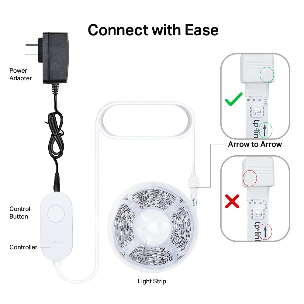Kasa Smart LED Light Strip, 16.4ft WiFi LED Strip Works with Alexa, Google Home, SmartThings, High Brightness with 16 Million Colors, RGB, Grouping, Adjustable Length, Up to 25,000 Hours (KL400L5)