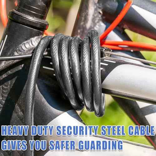 1/2Inch Heavy-Duty Security Cable Lock with Loops 4FT/6FT/8FT/10FT Bike Lock Cable Steel Cable Chain Locks for Outside