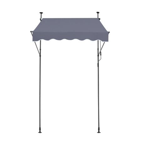 59 x 47" Patio Awning Retractable, Awning Sunshade Shelter with Manual Crank Handle, Outdoor Patio Canopy Sunsetter Deck, Adjustable Height from 86 to 122 in, for Patio/Balcony/Yard, Dark Gray