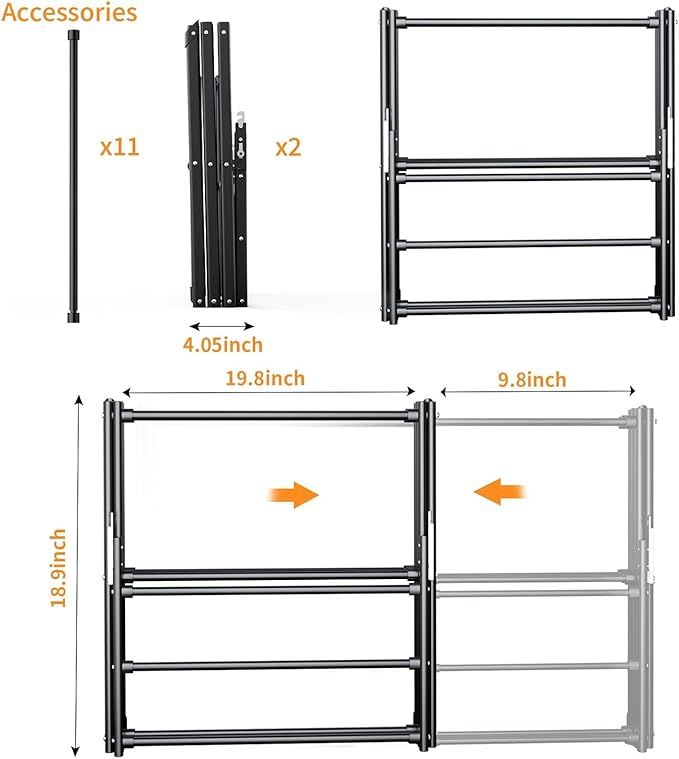2PCS Foldable Drying Rack Clothing for Laundry Black