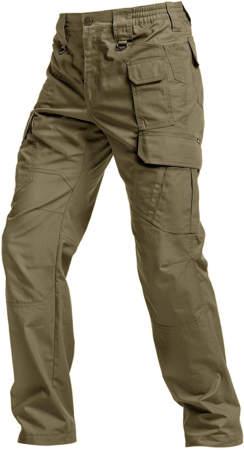 CQR Men's Tactical Pants, Water Resistant Ripstop Cargo Pants, Lightweight EDC Work Hiking Pants, Outdoor Apparel, Raider Mag Soil Green, 34W x 34L
