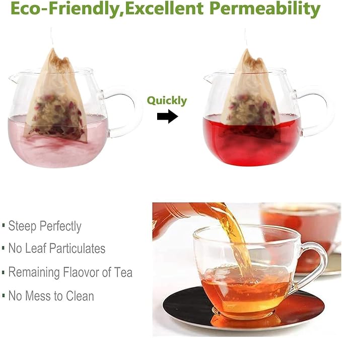 Tea Filter Bags with Free Tea Spoon, Safe & Natural Material, Disposable Tea