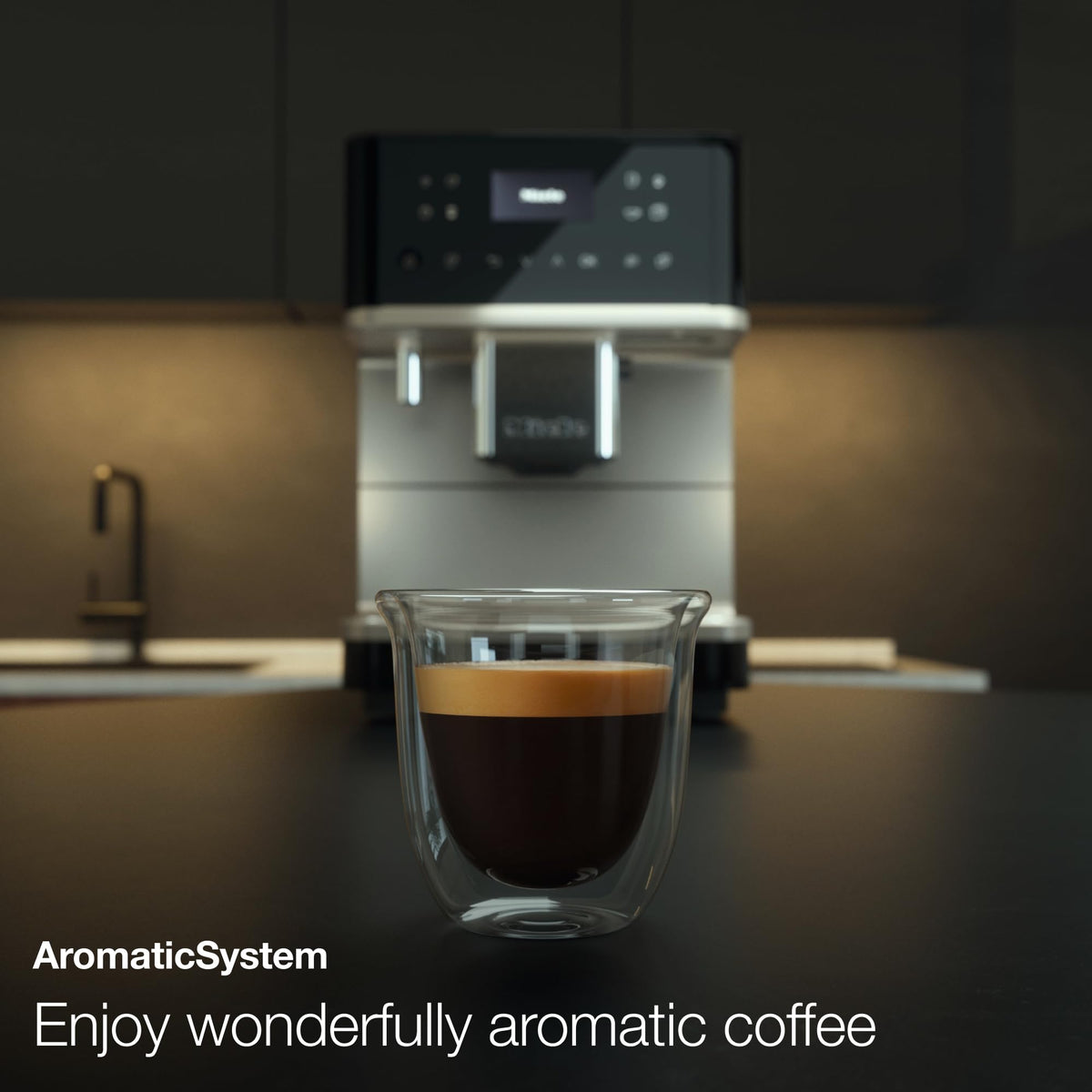 Miele CM 6360 MilkPerfection Automatic Coffee Machine - OneTouch for Two, AromaticSystem, 8 individual profiles, DoubleShot, WiFi-compatible, LED lighting, in Obsidian Black CleanSteel Metallic