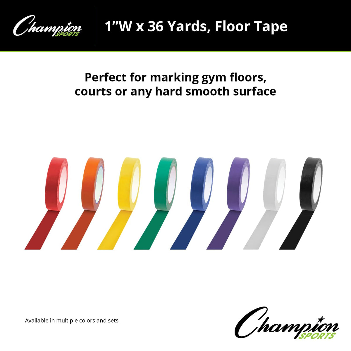 Champion Sports Vinyl Tape, 1” Wide x 36 yards Long, Orange - Durable Floor Marking Tape - Schools, Gyms, Restaurants