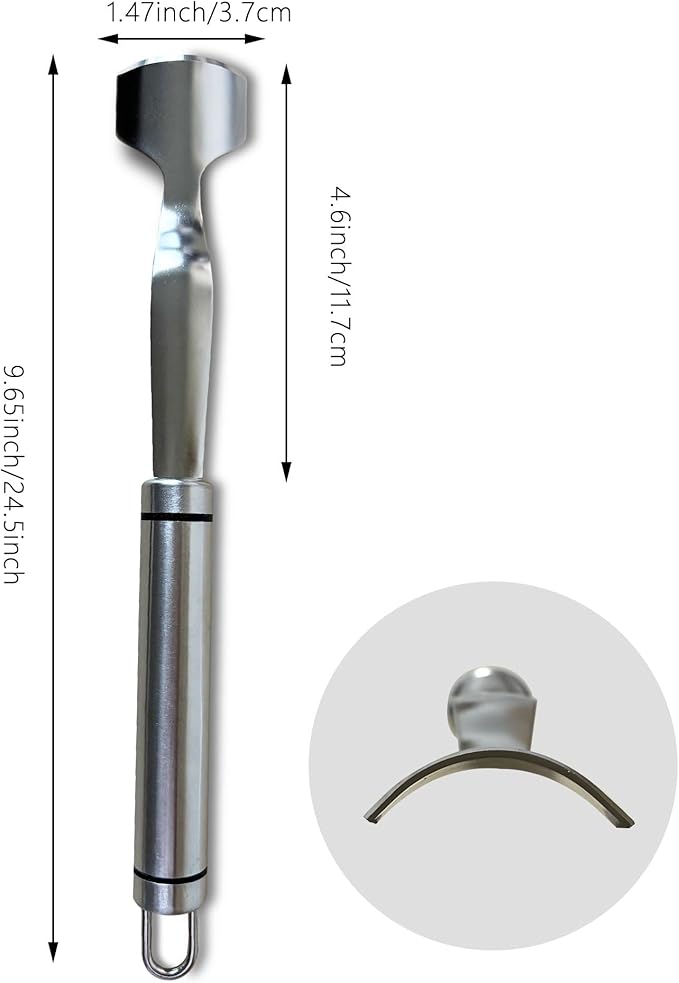 Long Handle Corn Peeler, Stainless Steel Corn Cob Stripper & Curved Blade