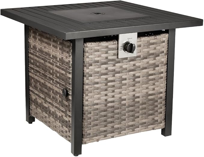 Basel Propane Fire Pit Table 30” Outdoor Firepit 50,000 BTU Firepits for Outside with Lava Rocks and Removable Lid Metal Fire Pit Outdoor Fireplace Propane Fire Pits for Outside CSA Certified