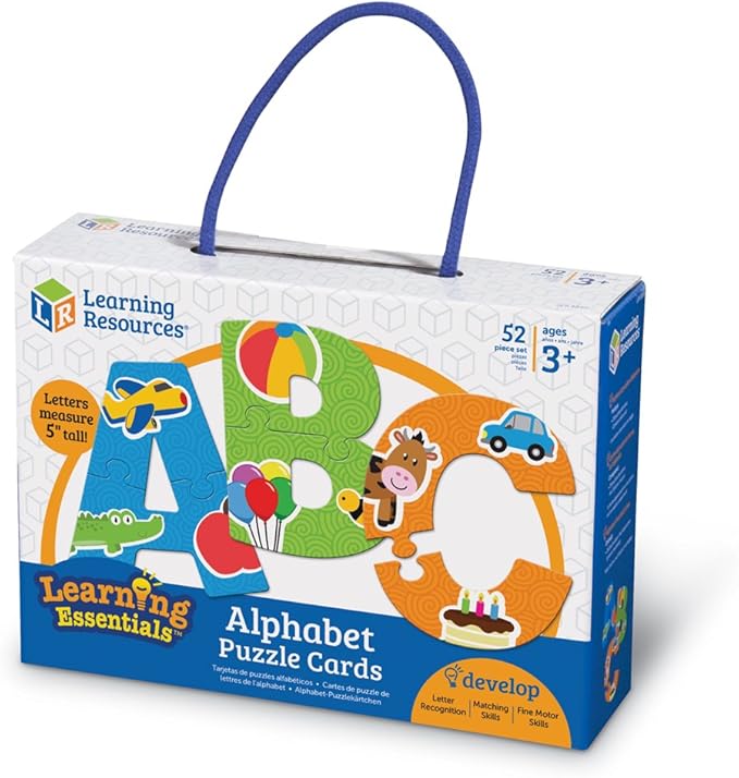 Learning Resources Alphabet Puzzle Cards, Early ABCs, Toddler Puzzle, 26-Self Correcting Puzzles, Alphabet Toys for Toddlers, ABC toys, 52 Pieces, Ages 3+