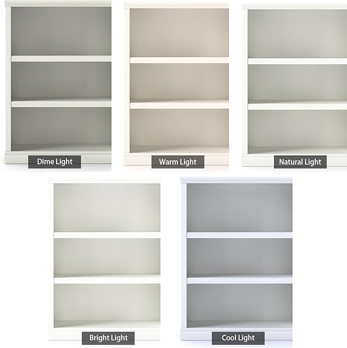 blini 3-Shelf Bookcase White Wooden Bookshelves 33in Wide Floor Standing Display Storage Book Shelves Tall Bookcase for Home Office, Living Room, Bedroom