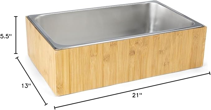 Displays2go 21" x 6.5" Ice Housing Tray, Bamboo