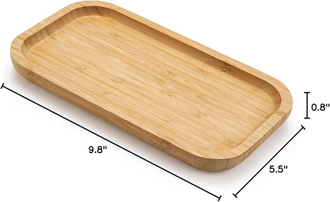 Bamboo Vanity Tray, Bathroom Counter Tray, Toilet Tank Tray, Bathroom Tray for Organizing and Home Decor, 9.8 x 5.5 x 0.8 inch
