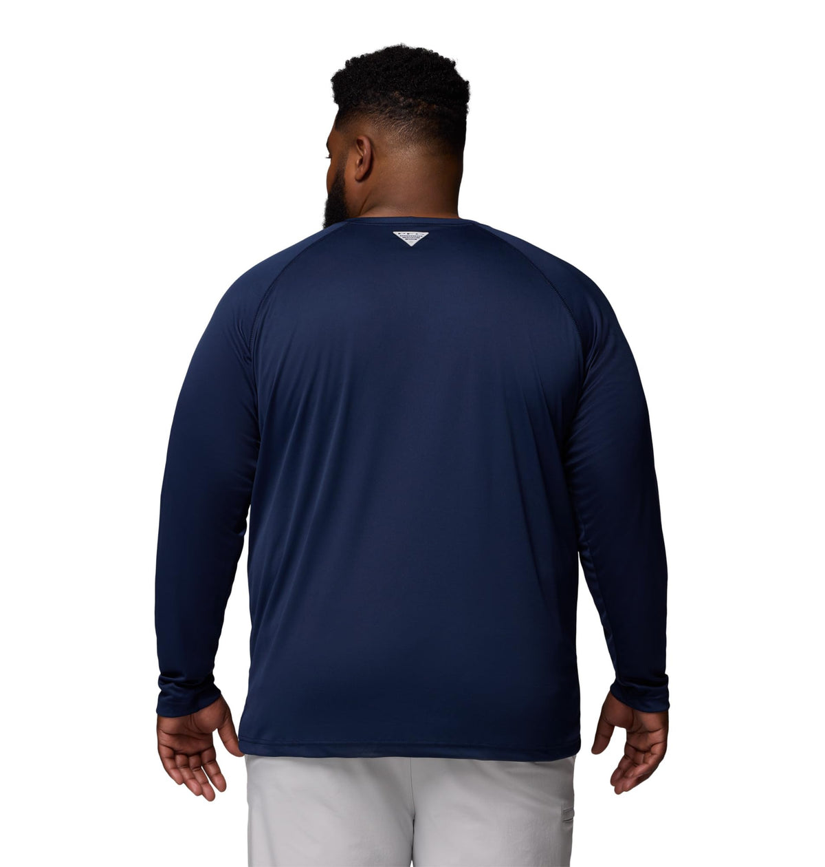 Columbia Men's PFG Terminal Tackle Long Sleeve Fishing Shirt, Collegiate Navy/Sunset Red Logo, Large Tall