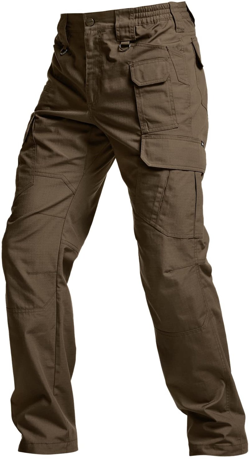 CQR Men's Tactical Pants, Water Resistant Ripstop Cargo Pants, Lightweight EDC Work Hiking Pants, Outdoor Apparel, Duratex Mag Pocket Tundra, 38W x 30L