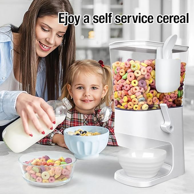 Cereal Dispenser Countertop With Bowls and Spoons Cereal Containers Storage for Pantry Snack Organizer Dry Food Storage Container with Lid for Kitchen Organization Oatmeal Nut Granola(2pcs White)