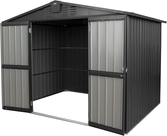 Domi Outdoor Storage Shed 8.2' x 6.2', Metal Steel Utility Tool Shed Storage House with Double Lockable Doors & Air Vent for Backyard Garden Patio Lawn
