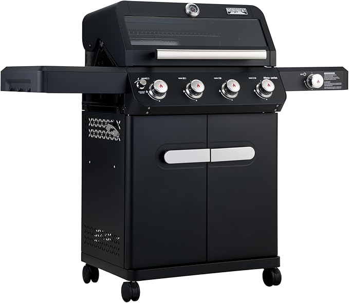 Monument Grills 4+1 Outdoor Barbecue Stainless Steel 4 Burners & 1 Side Burner Propane Gas Grill, 52,000 BTU Patio Garden Barbecue Grill with Knob Controls, Mesa425, Black