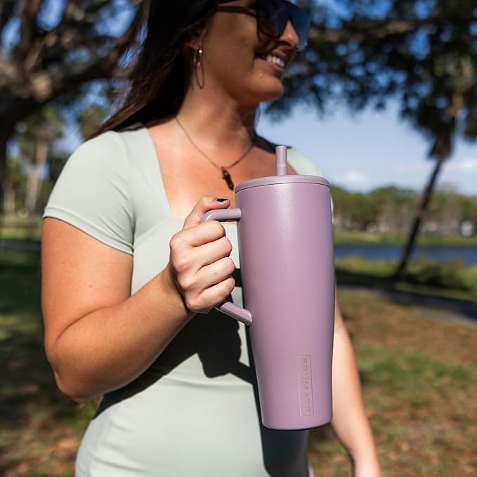 BrüMate Era 40 oz Tumbler with Handle and Straw | 100% Leakproof Insulated Water Bottle Tumbler with Lid and Flexible SoftSip Straw | Made of Stainless Steel | Cup Holder Friendly | 40oz (Lilac Dusk)