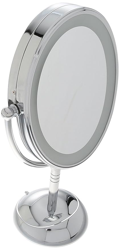 Conair Lighted Makeup Mirror, LED Vanity Mirror, 1X/7X Magnifying Mirror, Double Sided, Battery Operated in Polished Chrome