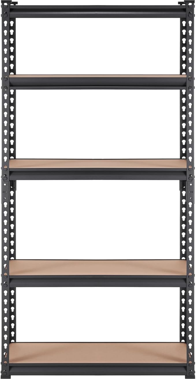 VEVOR Storage Shelving Unit, 5-Tier Adjustable, 2000 lbs Capacity, Heavy Duty Garage Shelves Metal Organizer Utility Rack, Black, 30" L x 12" W x 60" H for Kitchen Pantry Basement Bathroom Laundry