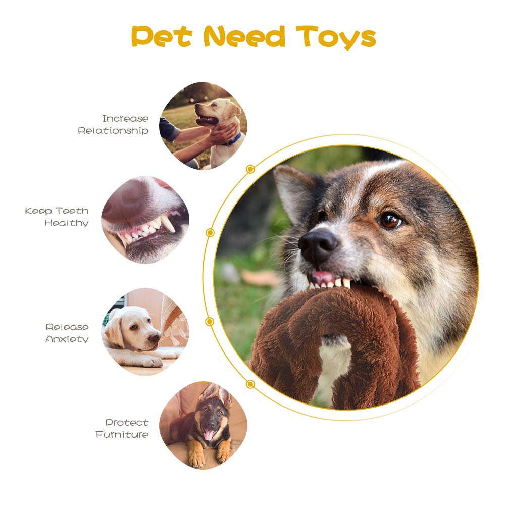 Dog Squeak Toys, No Stuffing Plush Dogs Chew Toy Bundle for Small Medium Large Breed Chewer Tough Durable Squeaky Pet Fetch Puppy Teething Chewing Interactive to Keep Them Busy Best Birthday Gift