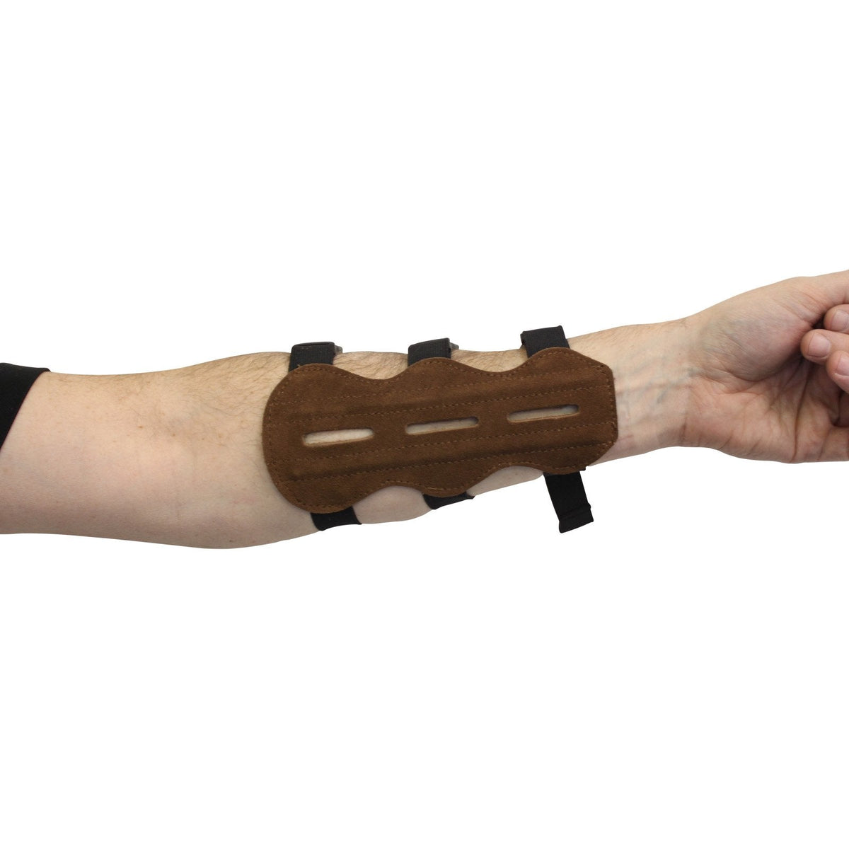 SAS 7.5" Leather Suede Arm Guard One Size Archery Bow Range with 3-Strap Buckles