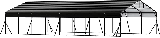 20x40FT Metal Carport Kits with Galvanized Steel Roof, Heavy Duty Metal Roof Carport with Enhanced Base, TallMetal Carports Kits Garage for Tractors, Pickup, Boat, Car