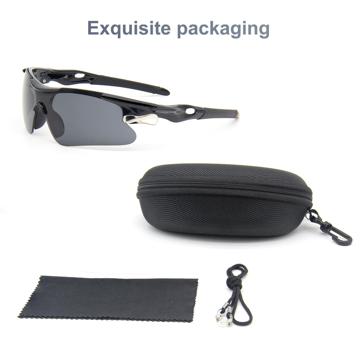 ZOSIMP Unisex Sports Sunglasses UV400 Protection Shatterproof Lenses Windproof Lightweight Frame for Running Cycling Mountain Climbing Outdoor Activities(Black)