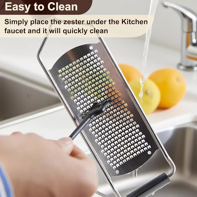 Anddgrous Upgraded Lemon Zester & Cheese Grater, Food Grade Stainless Steel None-Slip Hand Fine Grater for Garlic, Ginger, and Chocolate, Durable and Easy-To-Clean(Dishwasher Safe)