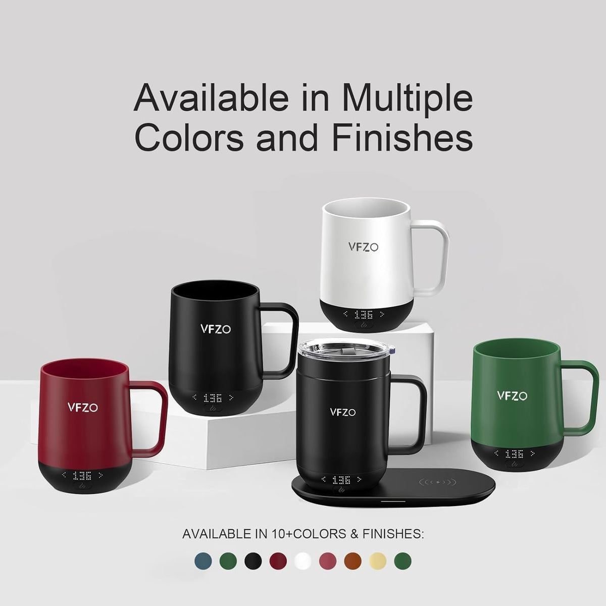 VFZO Self Heating Coffee Mug,High-Capacity- 18 oz, 180 Min Battery Life, Smart Heated Coffee Mug,Smart Mug, Simple Temperature Control Operation, Gifts for Family Members (Tintenschwarz)