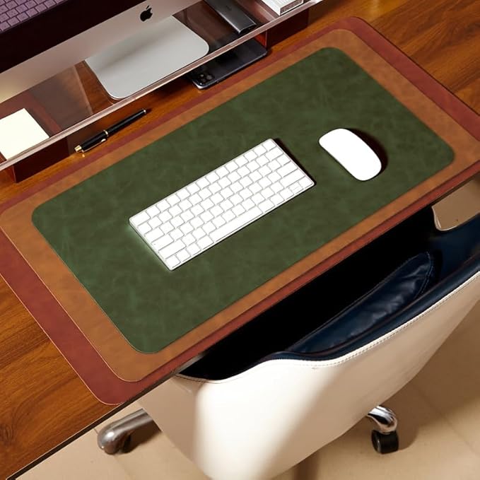 Distressed Leather Desk Mat - Non-Slip PU Desk Pad for Office and Home - Desk Organization and Accessories - Ideal for Large Mouse Pad and Desk Mats on Top of Desks(Navy Blue,27.6"x 13.8")