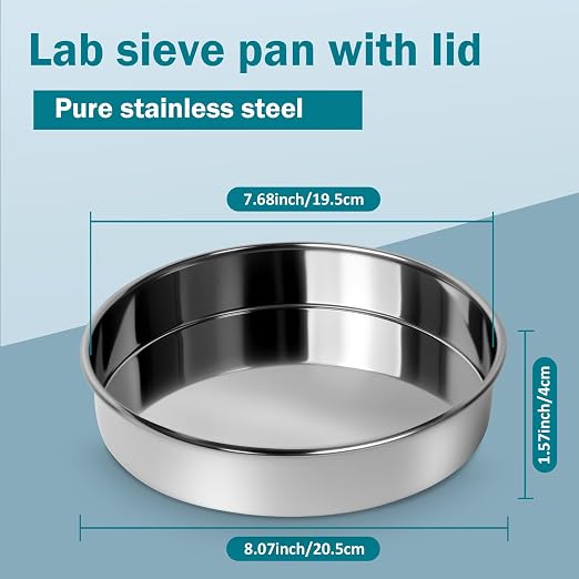 Lab Sieves Pan with Lid, LVDALAB All 304 Stainless Steel Test Sieve, Sample