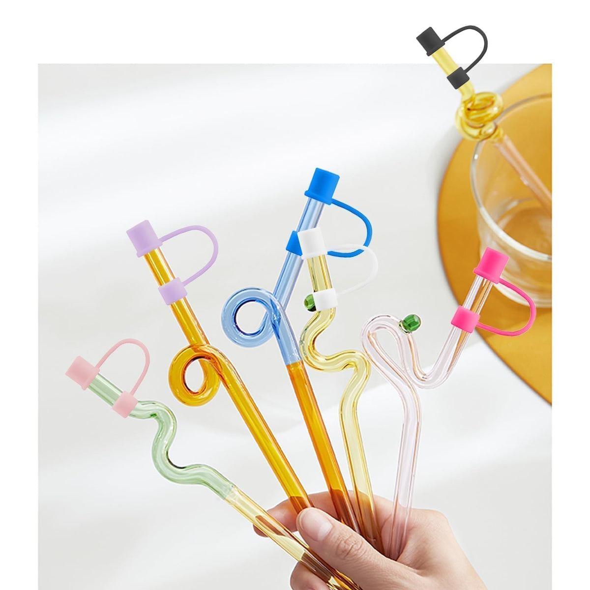 Foweroty 6|12 Pack 0.4in/10mm Straw Toppers, for Stanley Straw Covers Cap for Tumblers for Stanley 14|20|30|40|64 Oz Cup, Silicone Dust-Proof Caps( Cup is Not Included), 6 Pack