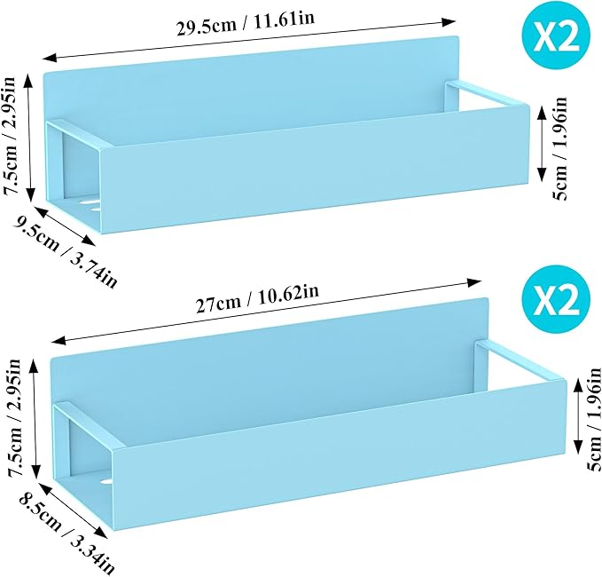 4 Pack Magnetic Spice Storage Rack Organizer for Refrigerator and Oven, Blue Fridge Organizers and Storage