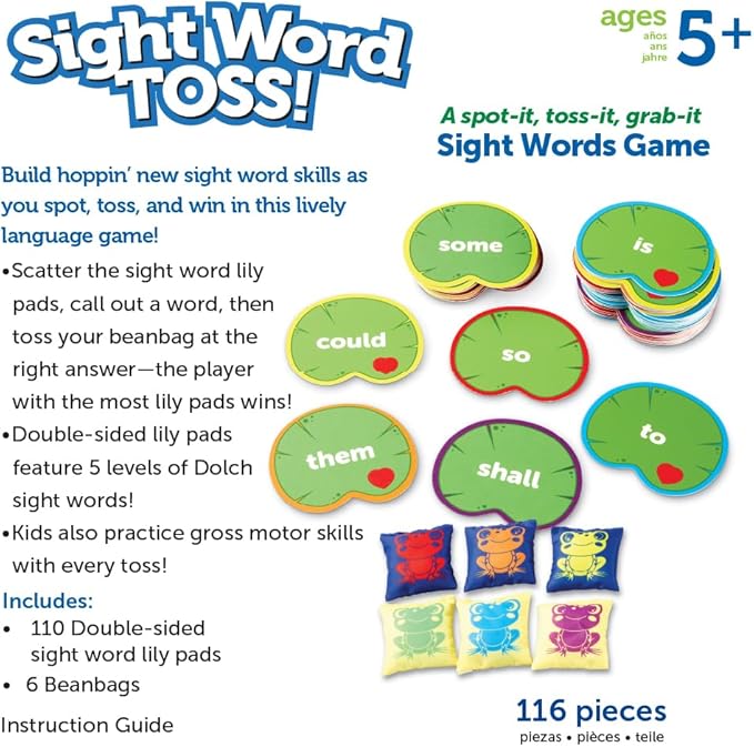 Learning Resources Sight Word Toss, Sight Word Phonics Games, Reading Flash Cards, Ages 5+