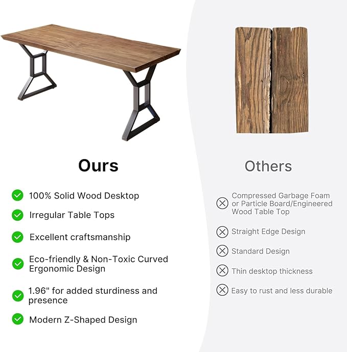Solid Wood Computer Desk 55-inch Large Office Desk Home Simple Modern Long Study Writing Desk Dining Table for Home Office