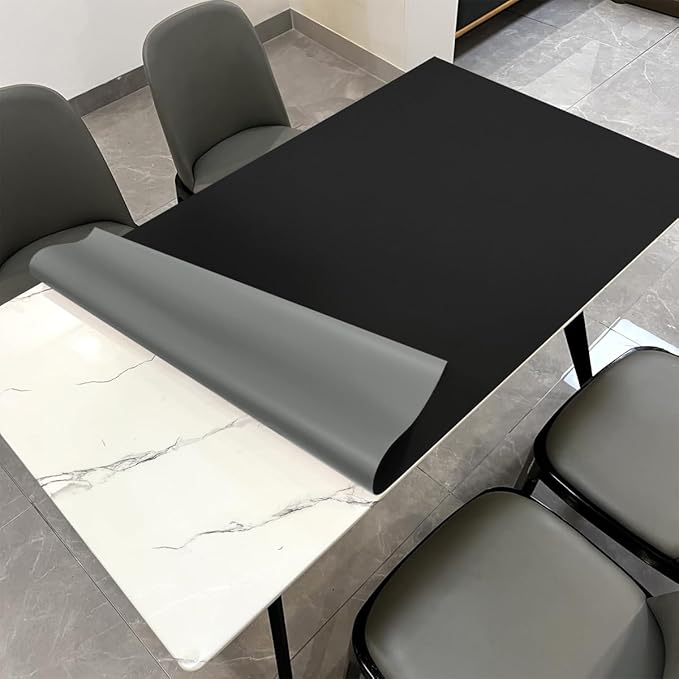 Zinkooat Faux Leather Table Cover,1.8mm Thick,36x48 Inch Table Protector,Table Protector for Dining Room Table,Table Pads for Dining Room Table.(Black+Gray,36x48)