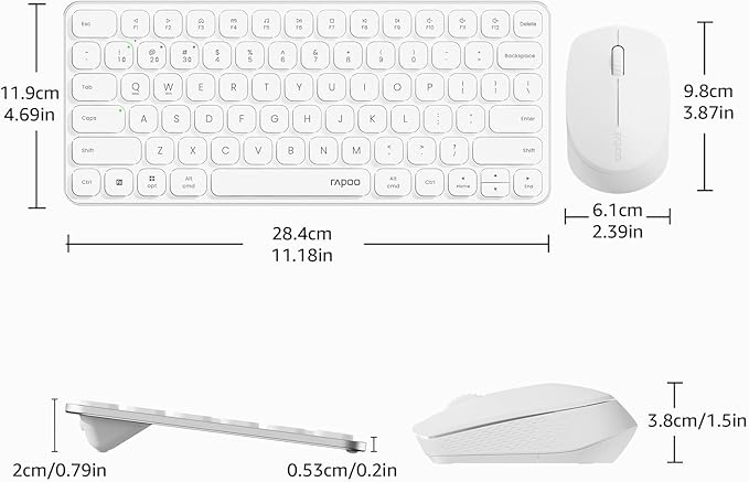 Rapoo 9010M Multi-Device Keyboard and Mouse Combo, 2.4GHz/Bluetooth 5.0/4.0 Wireless Keyboard & Mouse Set for Windows/Mac/Linux/Chrome, Support 4 Devices, Low-Profile Silent Click, Battery Powered