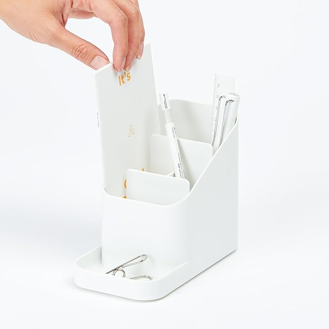 BLUE GINKGO Desk Holder – Korean-Made Office Organizer for Pencils, Pens, Notes, and Desk Supplies (Prussian Blue)