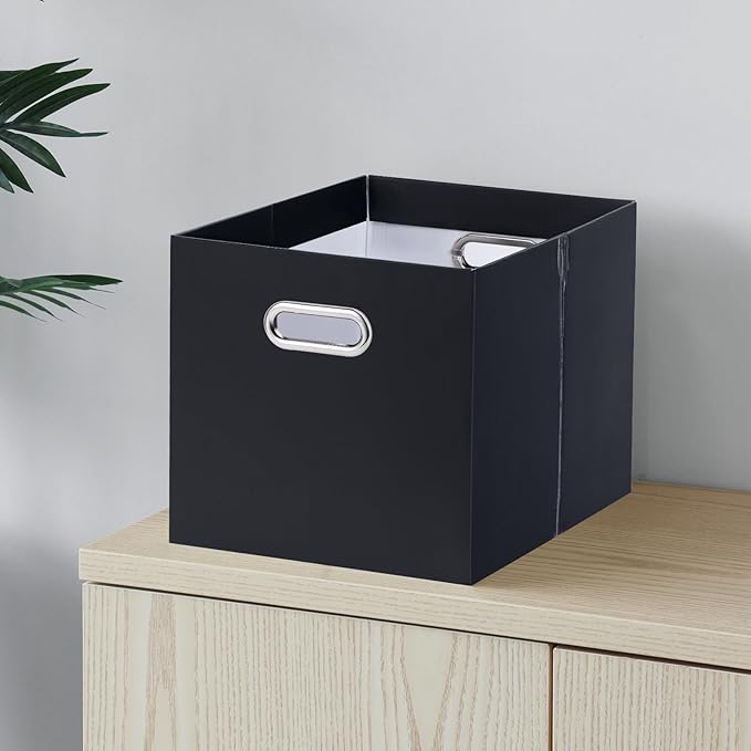 Oterri Cardboard File Organizer Box for Hanging File Folders Letter Size,Large File Box for Computer Desk,File Cabinet,Working Home,Office,Classroom (Black, Letter Size - 1 Pack)