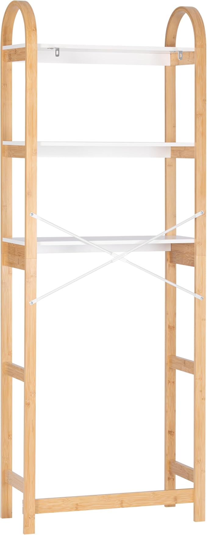 Spirich Over The Toilet Storage Shelf, 3-Tier Over Toilet Bathroom Organizer, Space-Saving Above Toilet Storage Shelf Rack with Bamboo Frame