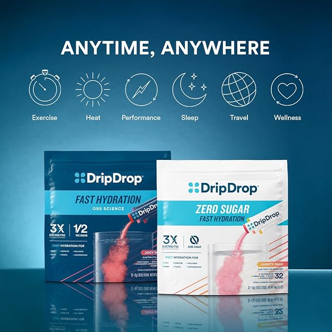 DripDrop Hydration Packets - Bold Variety Pack - Single Serve Electrolytes Powder Drink Mix - Watermelon, Berry, Lemon, Orange - Non-GMO, Gluten Free, Vegan - 192 Sticks