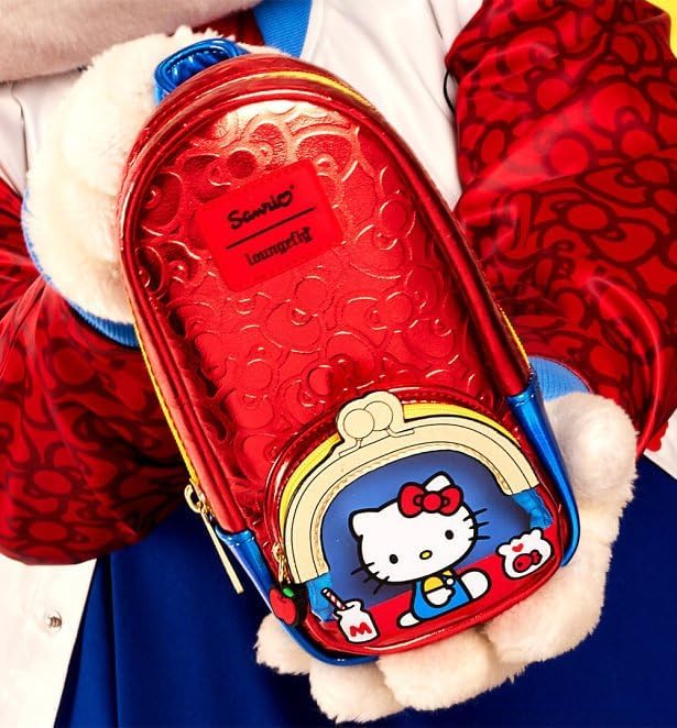 Loungefly Sanrio Hello Kitty 50th Anniversary Coin Bag Metallic Stationery Mini Backpack Pencil Case