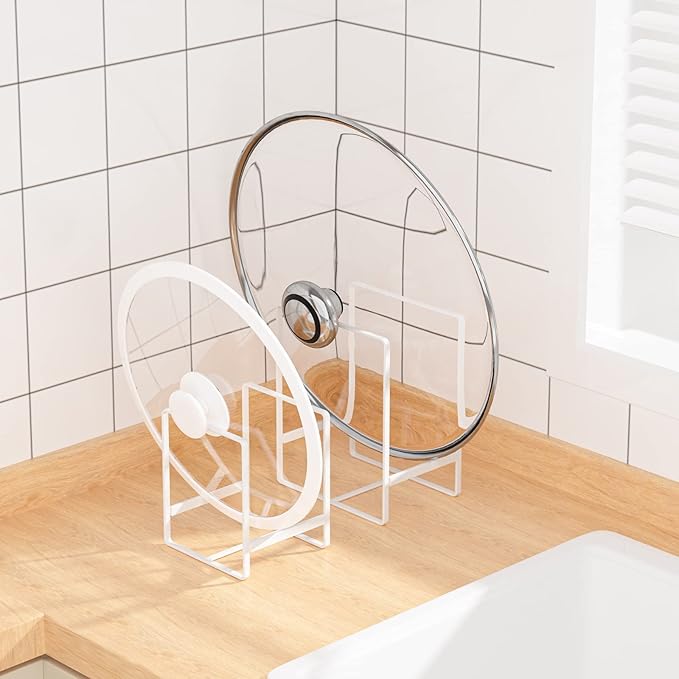 2 Large 2 Small Plate Organizers Holders Upright Cabinet Dish Drying Racks Metal Plate Dish Organizers Racks Stands for Countertop and Cupboard Black