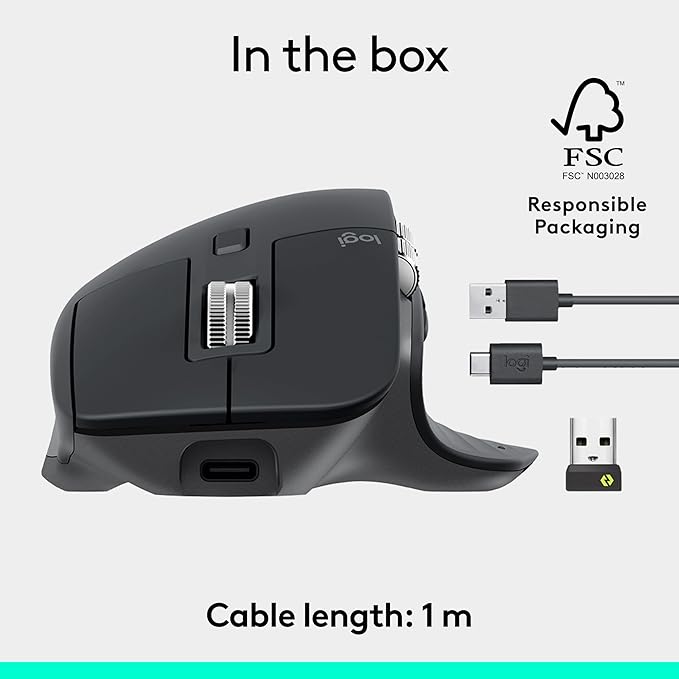 Logitech MX Master 3S Wireless Mouse Standard Edition with Logi Bolt USB Receiver + MX Creative Console: Mouse, Programmable Keys and Dial for Graphic Design, Video Editing, Adobe and More - Graphite