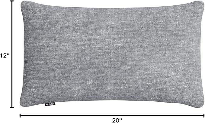 Outer Outdoor Throw Pillow with OuterWeave Performance Fabric, Decorative Outdoor Pillow for Patio & Outdoor Furniture, Includes Machine Washable Pillow Cover and Insert - Pacific Fog Gray, 12"x20"