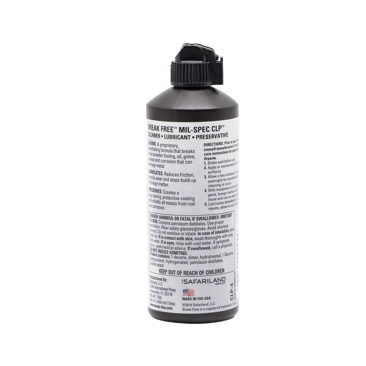 Break Free CLP Cleaner Lubricant and Preservative All in One Gun Cleaner, CLP-4, Squeeze Bottle, Synthetic Oil, 4 Ounces