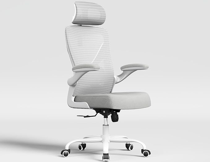 Ergonomic Office Chair-Computer Desk Chairs Comfy, Mesh High-Back Gaming Chair with Adjustable Lumbar Support & Headrest, Executive Task Chair for Adults, Comfortable for Long Hours (Gold)